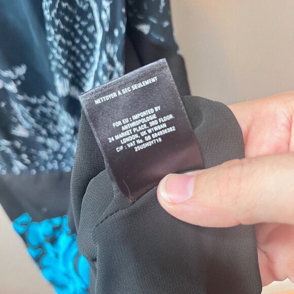 Anthropologie Leifsdottir Women's Sleeveless Silk Dress Size 10‎ Blue & Black - Picture 5 of 7